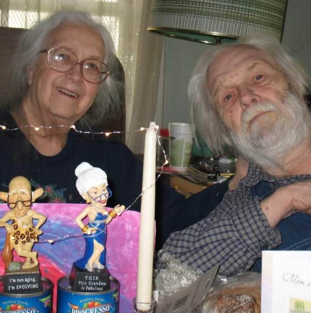 My great grandparents showing their youthful spirits with funny bobble-heads on their 70th anniversary