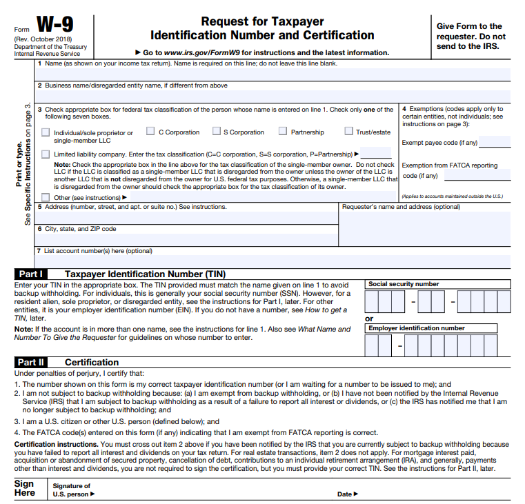 How to fill out form W9 as a freelancer or content creator