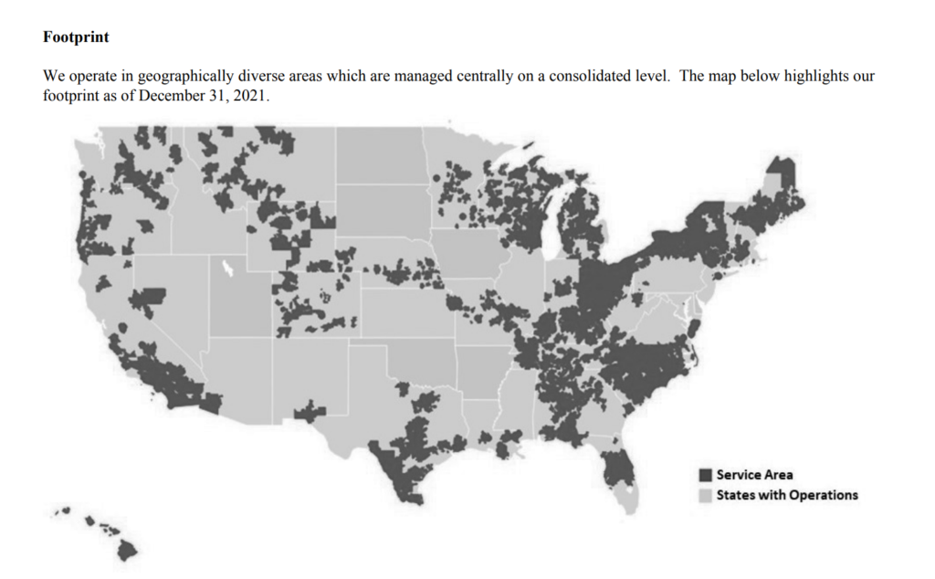 Charter Communications serviced areas map