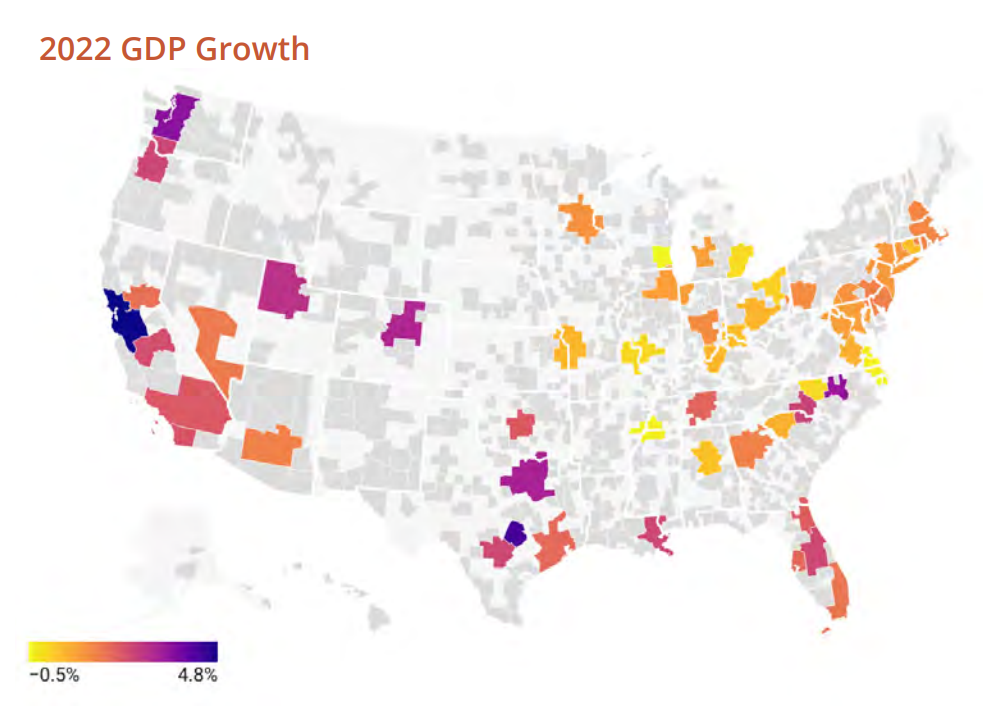 GDP Growth of the 50 Largest U.S. Cities in 2022 Axiom Alpha