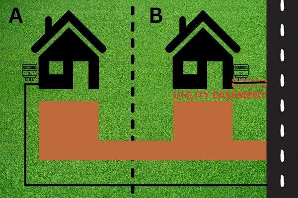 A diagram showing a parcel of land with a utility easement.