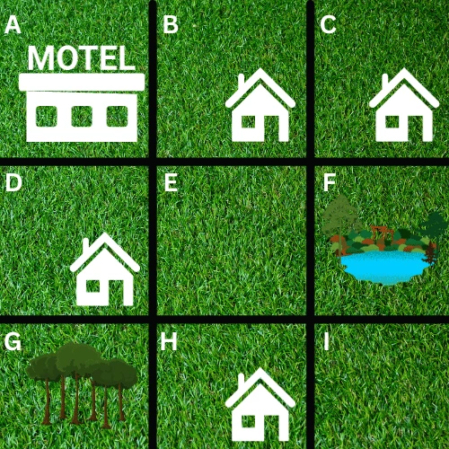 Diagram showing an example of a landlocked parcel of land