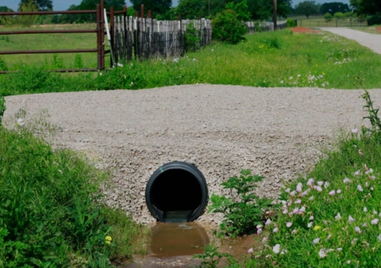 Drainage easement ditch and culvert on a rural property