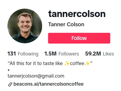 Tanner Colson, a coffee TikTokker